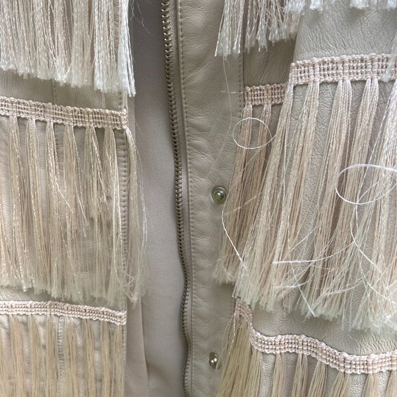 Patrizia Pepe Authentic Tags Pink Fringe Leather Jacket - Picture 2 of 6